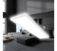 B.K.Licht - LED Panel, Slim, 4000K Neutral White, Indirect Backlighting, IP44 Splash-Proof, Ceiling Lights, Bathroom Light, Bathroom Lights Ceiling, Living Room, 98 x 20 x 3 cm, White