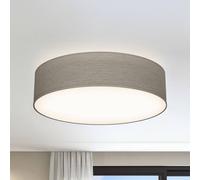 B.K.Licht - Ceiling Light with Fabric Light Shade, Flush Mount Light Fitting, 2 E27 Sockets, max. 40 watt Bulb, Livingroom, Bedroom Ceiling Lights, Hallway Lighting, Soft Light Lamp, 38x10 cm, Taupe