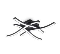 B.K.Licht Elegant Curved Design LED Ceiling Light, 4 Built-in LED Boards Included, 20W 2.000Lm, Neutral White Light 4000K, Black Modern Ceiling Fixture for Living Rooms and bedrooms 230V IP20