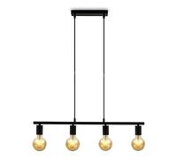 B.K.Licht Pendant Light Retro Vintage Black Matte 4-Light Max. 4 x 60W E27