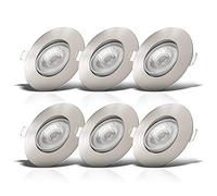 B.k.licht Mains-Powered Led Matte Nickel Dimmable Recessed Downlights Pack Of 6