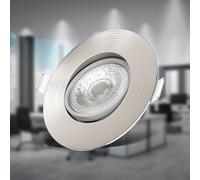 B.K.Licht - Set 6X LED Recessed Downlights 230V Adjustable, Flat, Warm White, Downlight, Ceiling Spotlight, LED Lights, Recessed Spotlights, Spotlight, 68mm Cutout, 90X24 mm, Nickel Matt Colour