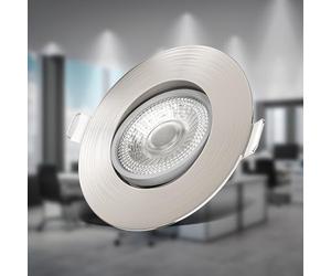 B.K.Licht - Set 6X LED Recessed Downlights 230V Adjustable, Flat, Warm White, Downlight, Ceiling Spotlight, LED Lights, Recessed Spotlights, Spotlight, 68mm Cutout, 90X24 mm, Nickel Matt Colour