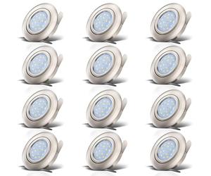 B.K.Licht Set of 12 LED recessed Ceiling Lights, Adjustable downlights, 5W LED Board, No Transformer Needed, Extra Flat, Warm White Light, matt Nickel Design, LED Ceiling Spotlight, 230V, IP23