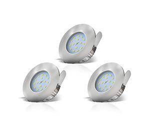 B.K.Licht - Set of 3 LED IP44 Rated Recessed Bathroom Spotlights with 3X Built-in 5W LED Module, Brushed Nickel, Round, Extra Flat