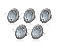 B.K.Licht Set of 5 Recessed Lights LED Downlights Spotlights 400lm Matt Nickel in Metallic Silver B.K.Licht Metallic Silver