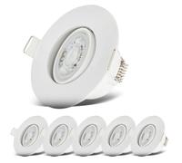 B.K.Licht - Set of 6 LED Recessed Spotlights 230 V Adjustable for Bathroom IP65, Ceiling, Lamp 9 x 4.2 cm (DxH), White