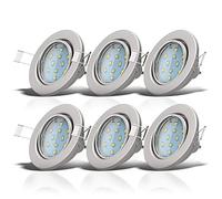 B.K.Licht - Set of 6 LED Recessed Spotlights with 6X 3W GU10 Bulbs Included and Swivel Design, Matte Nickel, Round