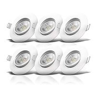 B.K.Licht Set of 6 LED recessed spotlights with 6X Built-in 5W LED modules, Ultra-Flat downlights, pivoting, Warm White Light, 460Lm, Ceiling Cut-Out Ø68mm/2.6in, no Transformer Required, 230V IP23