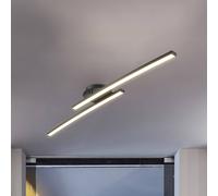 B.K.Licht LED Ceiling Light, 12W, 1300Lm, Warm White Light 3000K, Built-in LED Boards, 1 Adjustable bar, Curved Design, Black Ceiling Fixture for bedrooms