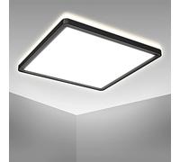 B.K.Licht Square LED Ceiling Light, Ultra-Flat, Built-in 18W LED Board, 4000K Neutral White, 2400Lm, 1.1in Height, 11.5x11.5in, Indirect Ceiling Backlight, Black Finish, Modern Ceiling Panel IP20