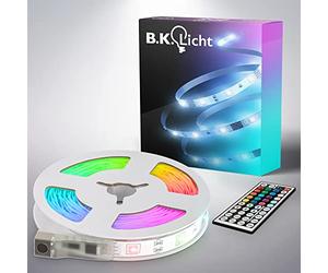 B.K.Licht - USB LED Strip 5 m with Remote Control, Colourful RGB Light, Dimmable, LED Strip, Room Decoration, Gaming Decoration, LED Strip, LED Light Strip, 500 x 0.2 x 1 cm, White