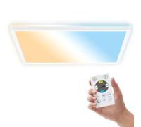 B.K.Licht - LED Panel with Remote Control, Slim, Dimmable, Adjustable CCT from Warm to Daylight White, IP44, Ceiling Lights, Bathroom Light, Bathroom Lights Ceiling, Living Room, 42x42x3 cm, White