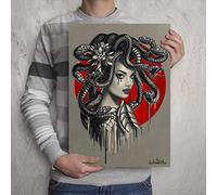 b.krefta MEDUSA from Greek Mythology ART - Snake Hair Girl - Horror Monster Gift Print - A3 Size - Signed