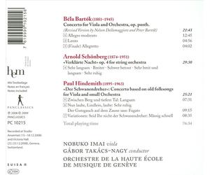 B‚LA BART¢K, PAUL HINDEMITH: VIOLA CONCERTOS; SCH”NBERG: VERKL„RTE NACHT NEW CD
