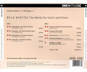 B‚LA BART¢K: THE WORKS FOR VIOLIN AND PIANO NEW CD