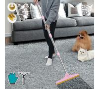 B-Land Carpet Rake for Pet Hair Removal, Reusable Pet Hair Remover with 60” Adjustable Long Handle, Carpet Scraper Dog Cat Hair Remover Tool for Rugs, Mats, Couch, Furniture