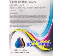 B-LC980 / LC1100 INK COMPATIBLE WITH BROTHER DCP- J125,J140W,145C,165C,185C,195C,197C,365CN,375CW,385C,390CN,395CN,535CN,585CW,595CN,J715W/N,6690CN,6690CW,J515N/W,383,387,J315W; MFC-250C,255CW,257CW,J265W,J270W,290C,295CN,490CN/CW,495CN,585CW,J615N/W/WIFI,670CD/CDW,675CD/CDW,695CDN/CDWN,J700D/DW,735CD/CDN,790CW,795CW,J800D/DW,J805D/DW,J850DN/DWN,J855DN/DWN,930CDN/CDWN,935CDN/CDWN,J950DN/DWN,990CW,5490CN/CW,5890CN,6490CN/CW,6890CDW/CN,J410,J415,J220,5895