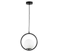 B·LED BARCELONA LED BarcelonaLED Modern Elegant Opaque Glass Ball Shade Ceiling Light with Black Bracket and E27 Socket for Bedroom Living Room Dining Room