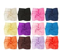 b.m.c BMC 12pc Women's Silky Scarf Square Mixed Solid Colors Fashion Accessory Set - Solid Colors Pack