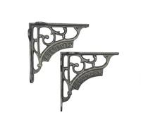 B&M | Covent Garden Cast Iron Shelf Brackets Pair (5x5 Inch) - Antique Decorative Wall Mount Support Brackets for Floating Wooden Shelves, Vintage Victorian Scroll Work, Rustic Farmhouse Decor