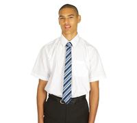B Mens Boys School Uniform Long/Short Sleeves Plain Blue White Shirts (15-16 Years (Collar Size 14.5"), White Boys Short Sleeve)