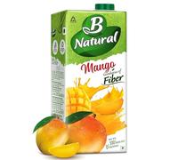 B Natural Mango Juice, Goodness of fiber, Made with choicest Mangoes, 1 litre