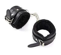 B.o.Nd.Ager Bracelets Handc.u-f.Fs Adjustable Plush Leather Toy Set for All Wrist Size Black