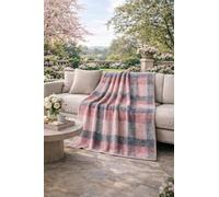 B O S A L O N I Home Throw Blanket 130 x 170 cm - Soft Warm Flannel for Sofa and Bed, Modern Pattern, Washable, Elegant for Home or Office - Pink/Grey