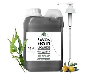 B.O.T Cosmetic & Wellness - 100% Natural Black Liquid Soap | Olive & Eucalyptus Oil | Hypoallergenic | Home & Body Cleaner, Animal Shampoo, 1L