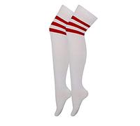 B Oromiss Womens Ladies Referee Stripe Over The Knee High Socks Cotton Sport Celebrity Inspired Fancy Dress