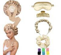 B.PHNE Silk Sleep Set 6 in 1 for Women - Silk Bonnet, Sleep Mask, Scrunchie, Hair Ties & Clip | Satin Lined Hair Protection Essentials