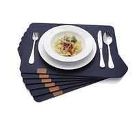 B.PRIME Set of 6 Felt placemats - Washable Fabric placemats 44x32cm - Navy Blue