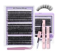 B&Q 280 Pcs Individual Eyelashes Kit 60-80-100D Cluster Lashes DIY Eye Lashes Fluffy Russian Eyelashes Extensions Curly Durable Eyelash Clusters Kit with Bond and Seal(10-15mm Mix)