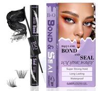 B&Q Bond and Seal Lash Glue Waterproof 10ml, Lash Bond and Seal for Cluster Lashes Black Eyelash Glue for DIY Lash Extension Hold 48-72 Hours Mascara Wand Latex Free (Black 10ml)