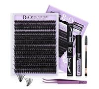 B&Q Cluster Lashes kit 280PCS 100D Volume Lash Extension Kit 10-18mm Ultra-Soft Eyelash Clusters D Curl Easy Application Individual Lashes at Home with Bond and Seal (100D Set-D-10-18)