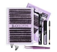 B&Q Cluster Lashes kit 280PCS 70+90D Volume Lash Extension Kit 10-18mm Ultra-Soft Eyelash Clusters D Curl Easy Application Individual Lashes at Home with Bond and Seal (70+90D Set-D-10-18)