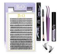 B&Q DIY Eyelash Extension Kit 280 PCS Cluster Lashes Kit D 9-16MIX Diy Lash Extensions Kit with Lash Bond and Seal Lash Remover Lash Applicators for Lash Clusters Lash Kit (Kit-40D-D Curl 9-16mm)