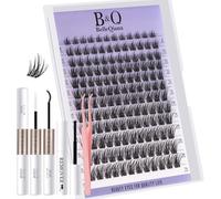 B&Q EcoWisp Cluster Lashes Kit with Bond and Seal Lash Glue, Lash Remover & Tweezers - 144 Individual Eyelashes, 8-16mm Mixed Length, Natural Look DIY Eyelash Kit for Home Use(EcoWisp Kit 03)