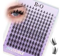 B&Q Fairy Max Lash Clusters - DIY Manga Lashes at Home for Beginner | 0.03mm Invisible Band & Waterproof Manga Lashes，8-18mm Natural Wispy Look Eyelash Clusters Salon Look for Daily Work & Party