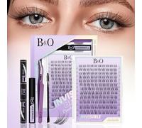 B&Q Flora Cluster Lashes Kit 120PCS Eyelashes Individual Kit C Curl Wispy Cluster Lashes 8-16MM Lashes Individual Cluster Kit DIY Lash Extension Kit with Bond and Seal Removal(Flora Kit)