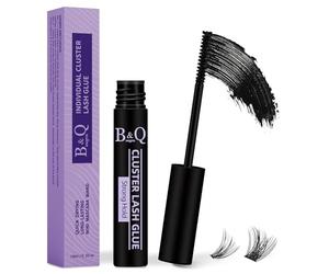 B&Q LASH Bond Lash Cluster Glue 10 ML White Long Retention Eyelash Glue for Personal DIY Eyelash Extension Waterproof Lashes Bond Mild High Adhesive Lashes Glues for Beginners (Black,10ml)