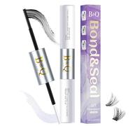B&Q Lash Bond & Seal 10ML for Clusters - Waterproof, Long-Lasting Eyelash Glue Holds 48-72 Hours with Mascara Wand (Black)