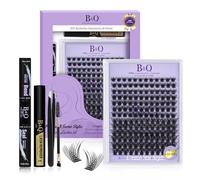 B&Q Lash Extension Set, 156 Pieces, Eyelash Extensions Set, Individual Eyelashes with Mascara Brush, Lash Glue Remover, Eyelash Applicators for DIY Eyelash Extensions (B02, Kit)