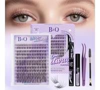 B&Q Natural Wispy Cluster Lashes Kit 144PCS DIY Lash Extensions Kit C Curl 8-16mm Lash Cluster Kit Cruelty Free & Easy Apply Individual Eyelashes Soft Eyelash Clusters for Daily Look(Natural 03 Kit)