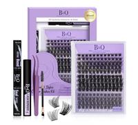 B&Qaugen Lash Clusters 156PCS Lash Clusters Kit B01+B02+B19 DIY Lash Extension Kit Eyelash Extension Kit 8-18mm Lashes Clusters with Lash Bond & Seal Lash Applicator Tool for Self Use (Kit,Andromeda)