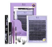 B&Quagen Lash Extension Kit B02 DIY Lash Extension Kit 156 PCS Lash Clusters 8-16mm Cluster Eyelash Extensions Kit with Lash Bond and Seal Lash Applicator Tool (Kit,B02)
