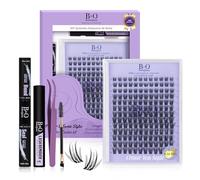B&Quagen Lash Extension Kit B03 Eyelash Extension Kit DIY Lash Extension Kit 156 PCS Cluster Eyelash Extensions Kit with Lash Bond and Seal Lash Applicator Tool (Kit,B03)