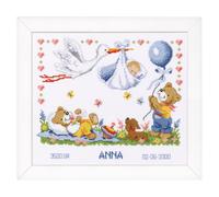 B/REC NEW ARRIVAL - Counted Cross Stitch Kit: Birth Record: New Arrival - Vervaco Groves & Thames Multi One Size
