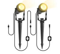 B-right 2 Packs Garden Spotlights with 3m Wiring Cable,Only Extension Warm White Garden Spike Lights for Garden Outdoor(No Plug,IP65 Waterproof)